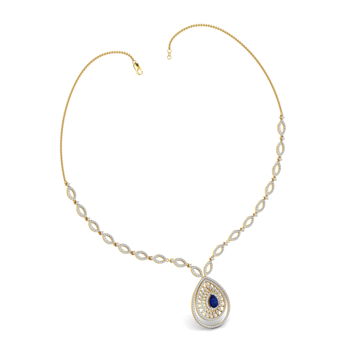 Siriya Blue Stone Diamond Necklace For Her